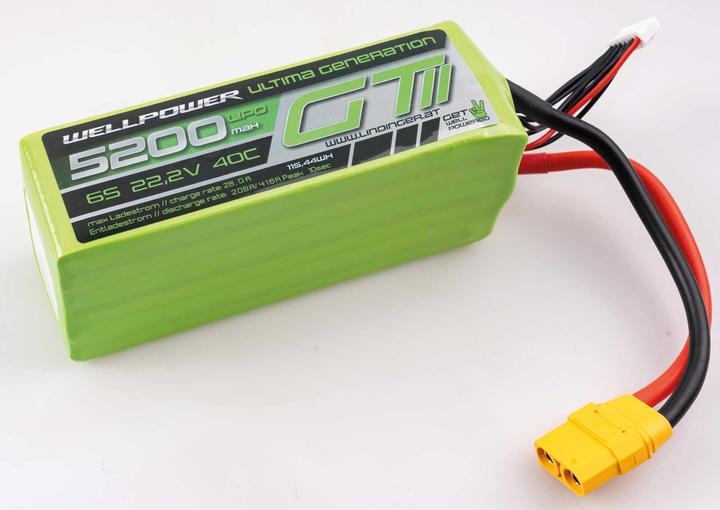 Actual product image Wellpower LIPO AKKU ULTIMA GT II 5200 MAH / 22,2 Volt 6S 40/80C CH5/8 115,44WH XT-90 (22.20 V, 5200 mAh)