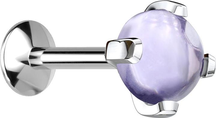 Produktbild Star Piercing Micro UFO Labret Innengewinde silber Amethyst Stein (ohne Messing, Mineralisch, Chirurgenstahl 316L)