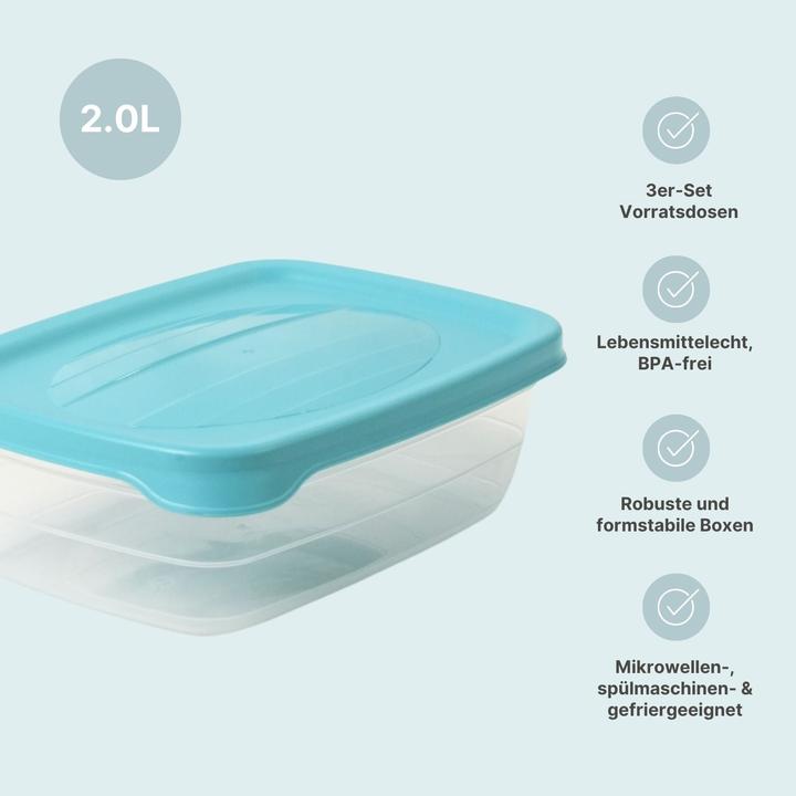 Image du produit Hobby 3er-Set Boxen Aufbewahrungsdosen Meal-Prep-Dosen Frischhaltedosen (2 l)