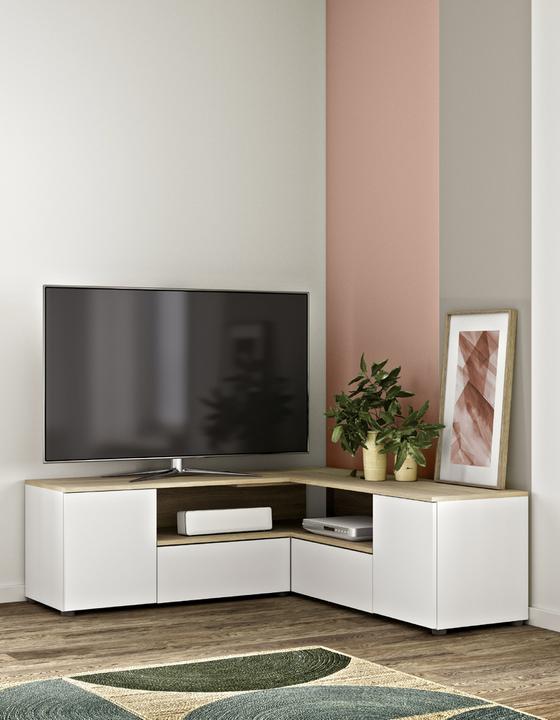 Actual product image Temahome Angle TV Stand white and oak (40 x 46 cm)