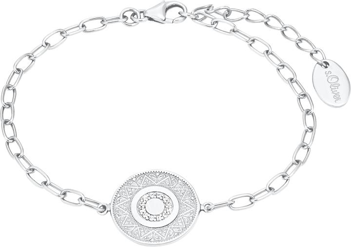 S.Oliver Armschmuck für Damen, 925 Sterling Silber, Zirkonia|Münze (20 cm, Silber 925)
