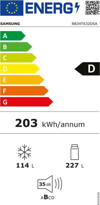 Energie-Label Samsung Kühl-Gefrierkombination BRB26715DWW/WS (264 l)