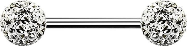 Produktbild Star Piercing Micro Barbell silber mit zwei Kugeln silber Epoxy Schutzschicht (Chirurgenstahl 316L)