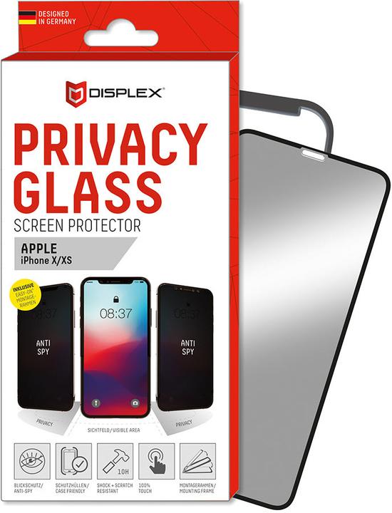 Image du produit Displex Real Glass, Privacy Full Cover Panzerglas (1 pièce(s), Apple iPhone 11 Pro, Apple iPhone XS, Apple iPhone X)