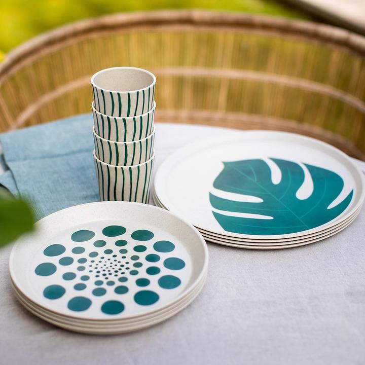 Produktbild Koziol Speiseteller Connect Monstera 4 Stück,Beige/Grün (4 x, 25.50 cm)