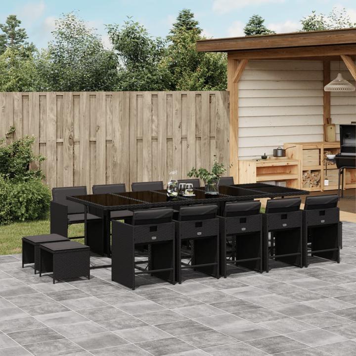 Image du produit VidaXL Meuble de jardin Ensemble de jardin 15 pièces noir Poly rotin (275 cm)