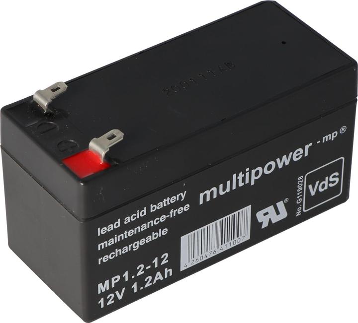 Actual product image Multipower Battery MP1.2-12 Lead acid battery with 4,8mm Faston contacts (12 V, 1.20 Ah)