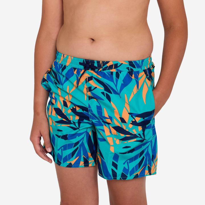 Immagine prodotto Olaian Boardshorts Surfen Jungen mit Taschen 100 Shadow Palm türkis (10, 11, 12)