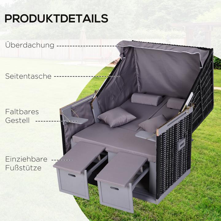 Actual product image Outsunny Beach chair with roof and cup holder