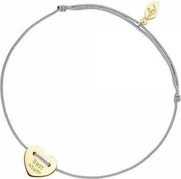 Actual product image Bracelet BEST MUM, or jaune 14 K, gris (0.90 cm, Synthetic strap, 14K yellow gold (585) polished)