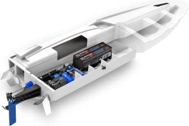 Actual product image Traxxas BOAT SPARTAN SR 1037mm 1:10 EP RTR RED TQi 2.4GHz WITHOUT charger and WITHOUT battery
