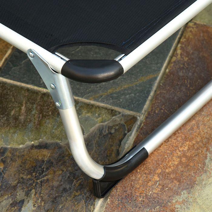 Actual product image Swisshandel24 Sun lounger Garden lounger Aluminium fabric lounger Relax lounger 5-way adjustable foldable (165 cm)