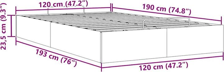 Produktbild VidaXL Ottoman-Bett ohne Matratze Dunkelgrau 120x200 cm Stoff (120 x 200 cm)