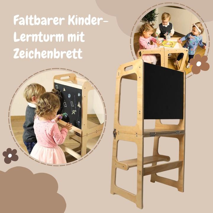 Produktbild Hermex Faltbarer Kinder-Lernturm aus Holz mit Maltafel