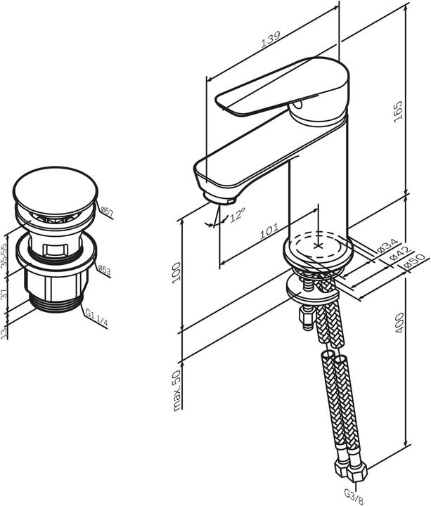 Image du produit AM.PM Hit Waschtischarmatur FTA82222 mit Klick-Ablaufgarnitur