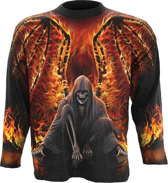 Actual product image Spiral Unisex Adult Flaming Death All-Over Print Long-Sleeved T-Shirt (L)