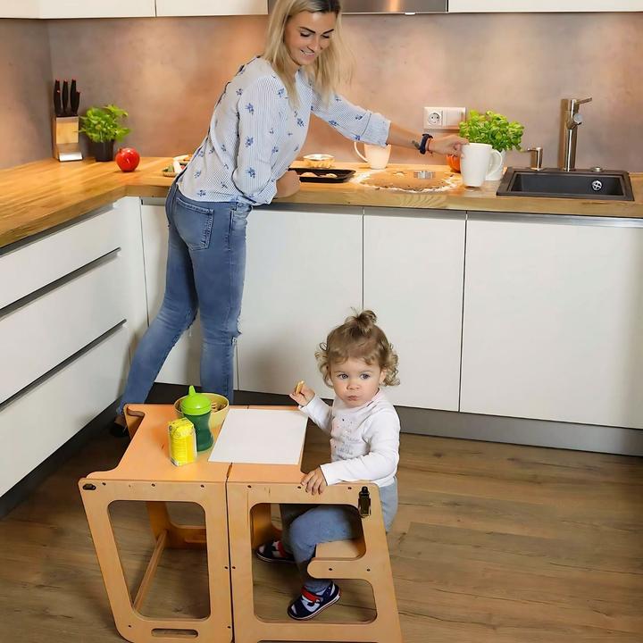 Produktbild Hermex Faltbarer Kinder-Lernturm aus Holz mit Maltafel
