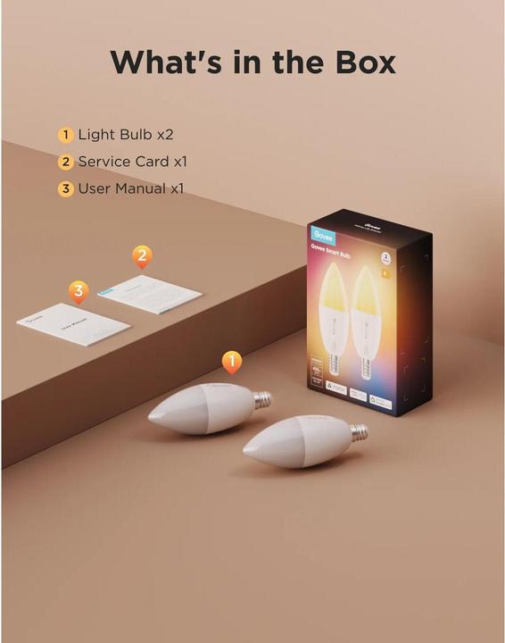 Image du produit Govee Smart Light Bulb E14, RGBWW, CRI groesser als (E14, 5 W, 450 lm, 1 x, F)