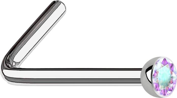 Produktbild Star Piercing Nasenstecker gewinkelt silber mit Kristall multicolor (Titan G23, ohne Messing)