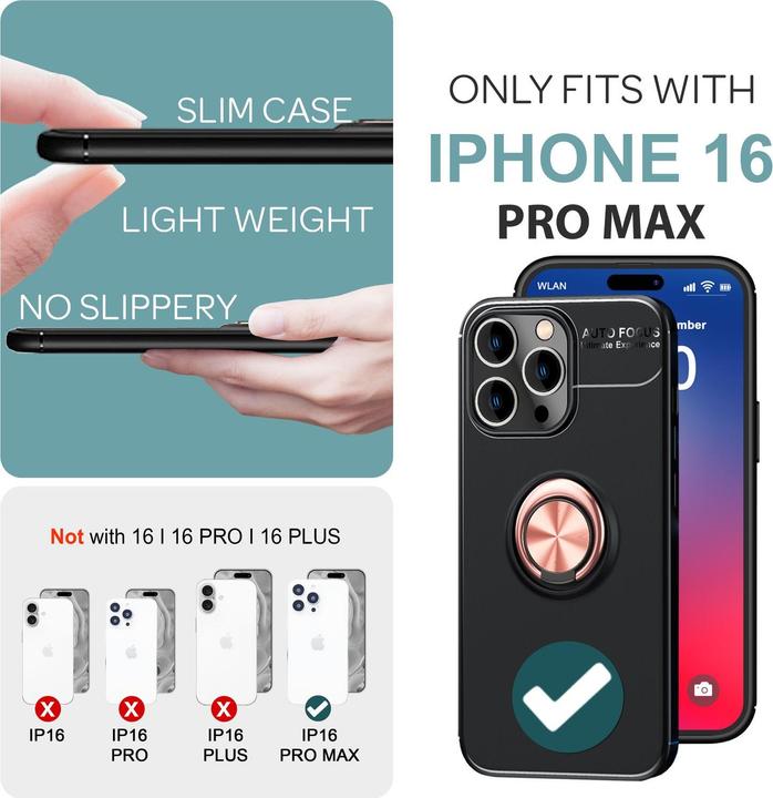 Produktbild Nalia Matte Ring Silikon Hülle (Apple iPhone 16 Pro Max)