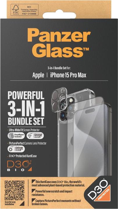 Actual product image PanzerGlass 3-in-1 pack (1 Piece, Apple iPhone 15 Pro Max)