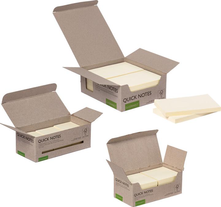 Produktbild Q-Connect Haftnotizen Quick Notes Recycling Turm, gelb (51 x 38 mm)