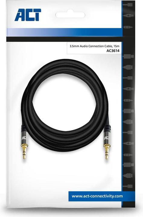 Produktbild 15 meters High Quality audio connection cable 3.5 mm stereo jack male - male (15 m, 3.5mm Klinke (AUX))