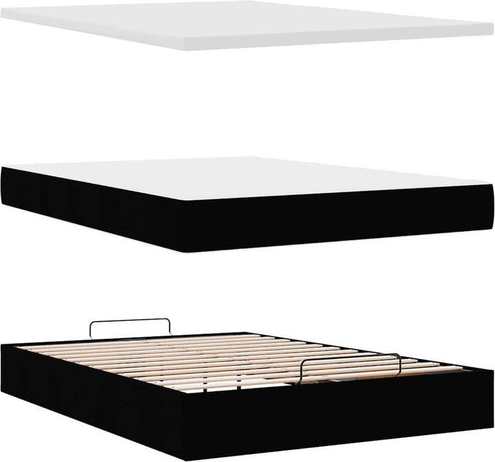 Image du produit VidaXL Ottoman-lit avec matelas Noir 140x200 cm Tissu (140 x 200)