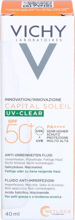 Image du produit Vichy Capital Soleil UV-Clear 40ml (Crème solaire visage, SPF 50+, 40 ml, 65 g)