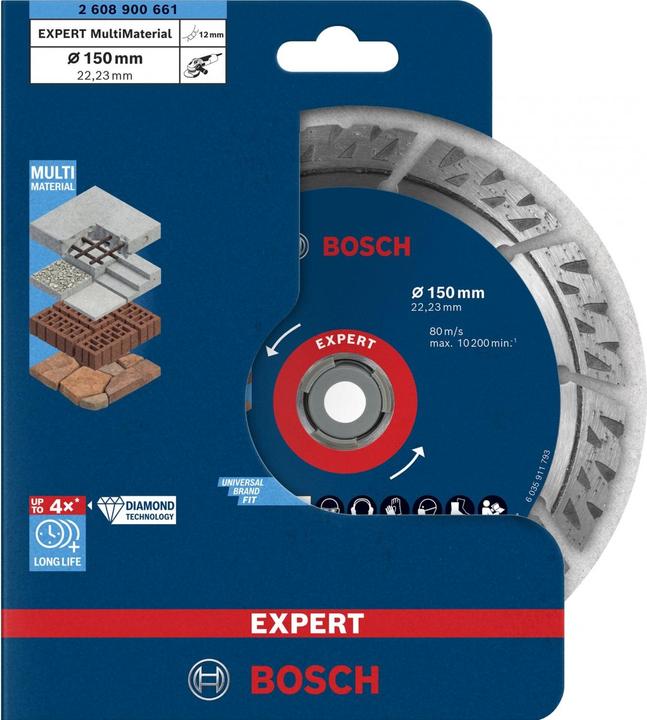 Produktbild Bosch Professional Zubehör EXPERT MultiMaterial Diamanttrennscheiben, 150 x 22,23 x 2,4 x 12 mm