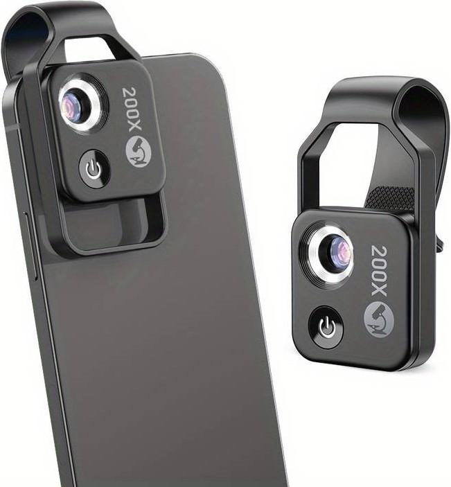 Actual product image PhoneLook Apexel APL-MS002 Clip zoom optique microscopique 200x universel avec lumière LED intégrée