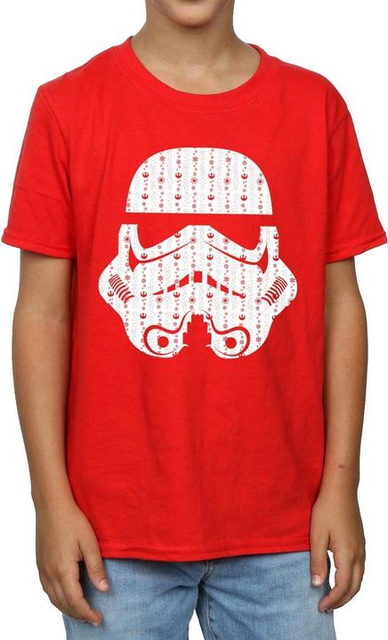 Actual product image Star Wars Boys Christmas Stormtrooper Helmet T-Shirt (152, 158)