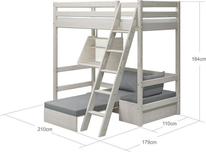 Produktbild Flexa Hochbett 90x200 Schrägleiter Sofabett Classic Weiss (90x200)