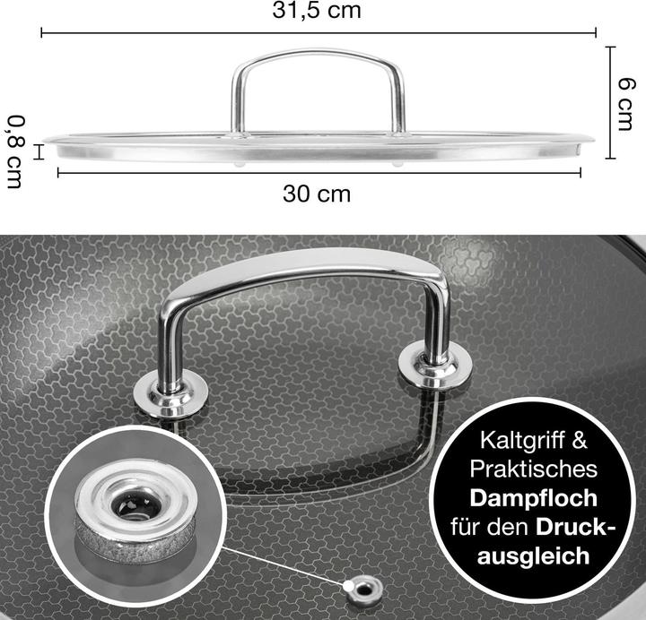 Immagine prodotto Moritz & Moritz Coperchio per padella in acciaio inox universale da 30 cm - Coperchio per padella come complemento (Vetro)