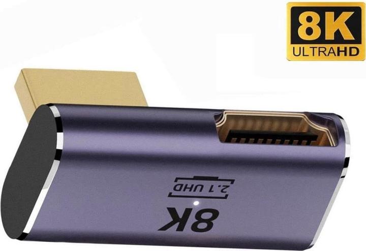 Actual product image PowerGuard HDMI to HDMI 2.1 8K 90 Degree Angle Right Up Low Profile Adapter (HDMI)