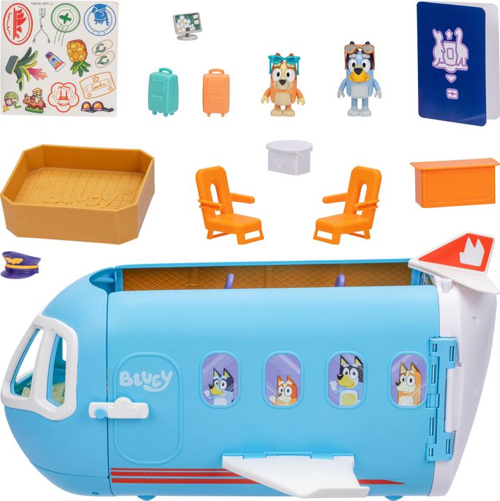 Actual product image Moose Bluey transformation playset Holiday 3in1 aeroplane-boat-hotel