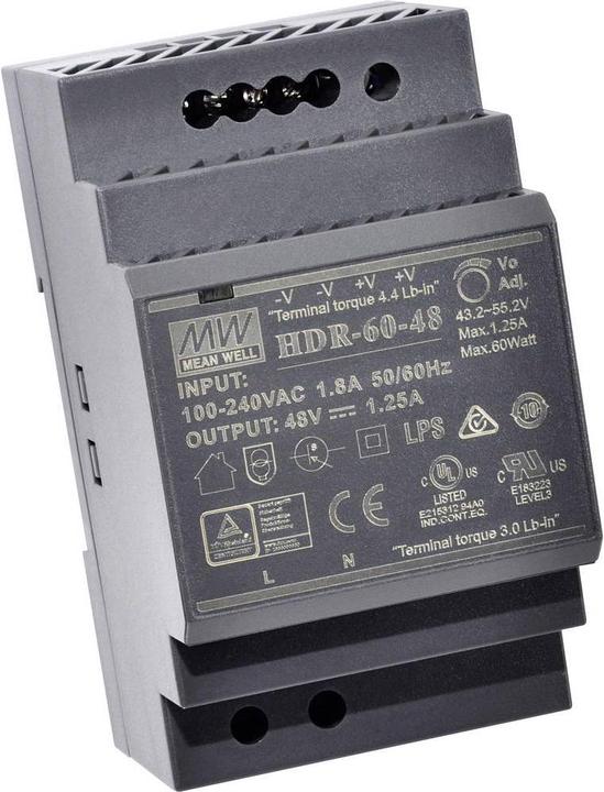 Produktbild MeanWell Hutschienen Netzteil HDR-60-24