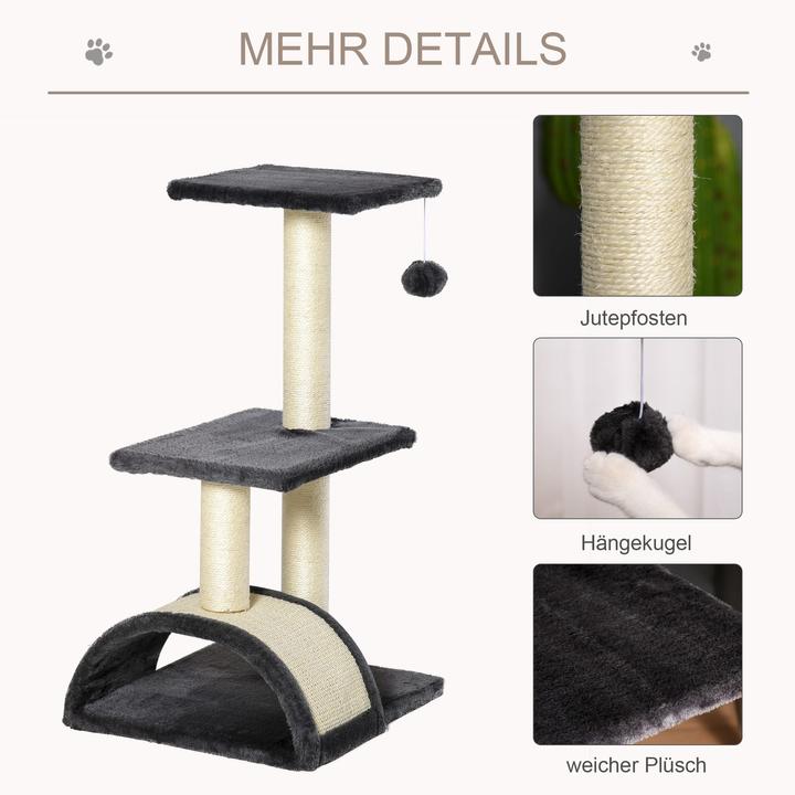 Produktbild Jamb Katzenbaum (72 cm, Dunkelgrau (Plüsch) + Beige (Sisalseil))