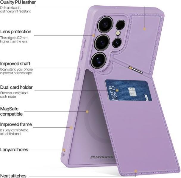 Image du produit Dux Ducis Samsung Galaxy S25 Ultra étui portefeuille magnétique avec support - Violet (Samsung Galaxy S25 Ultra)