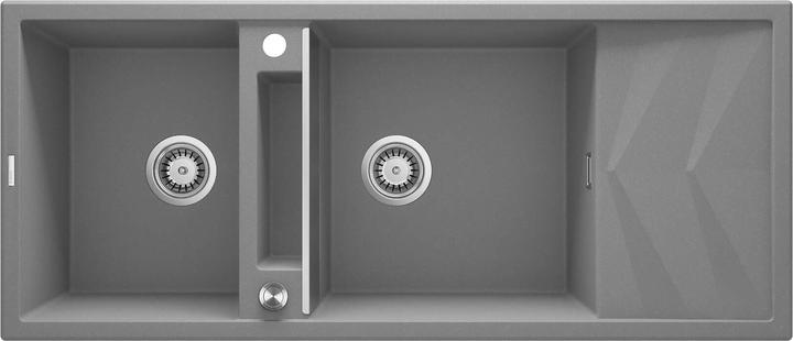 Actual product image No Name Magnetic granite washbasin with 2 bowls and drainer (Undermount sink, 18 cm, 52 cm)