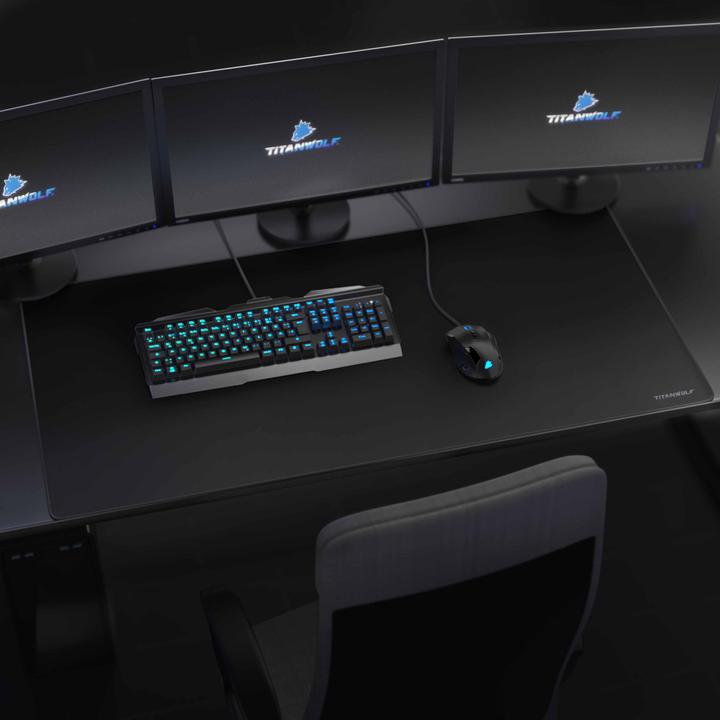Image du produit Titanwolf Tapis de souris de jeu, Tapis de souris XXXL Speed 1200 x 600 mm, Vitesse & Précision, inscription (3XL)