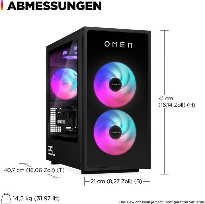 Produktbild HP OMEN GT16-0477ng 35L Gaming Desktop AMD Ryzen™ 7 8700F 64GB/2TB SSD RTX 4070 SUPER Windows 11 (AMD Ryzen 7 8700F, 65.54 GB, 2000 GB, GeForce RTX 4070 Super)
