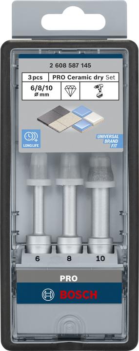 Actual product image Bosch Professional Zubehör PRO Ceramic dry drill bit set, 6 x 33, 8 x 33, 10 x 33 mm, 3 pcs. (6 mm, 8 mm, 10 mm)