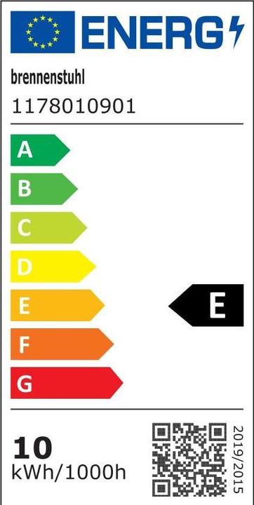 Energie-Label Brennenstuhl LED Strahler AL 1050 mit PIR (10W, 1010lm, 3000K, IP44, LED Fluter zur Wandmontage, mit Bewegung (1010 lm)