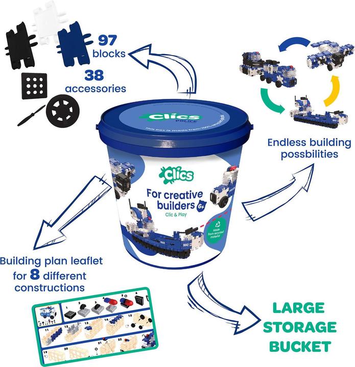 Actual product image Clics Police bricks in a bucket