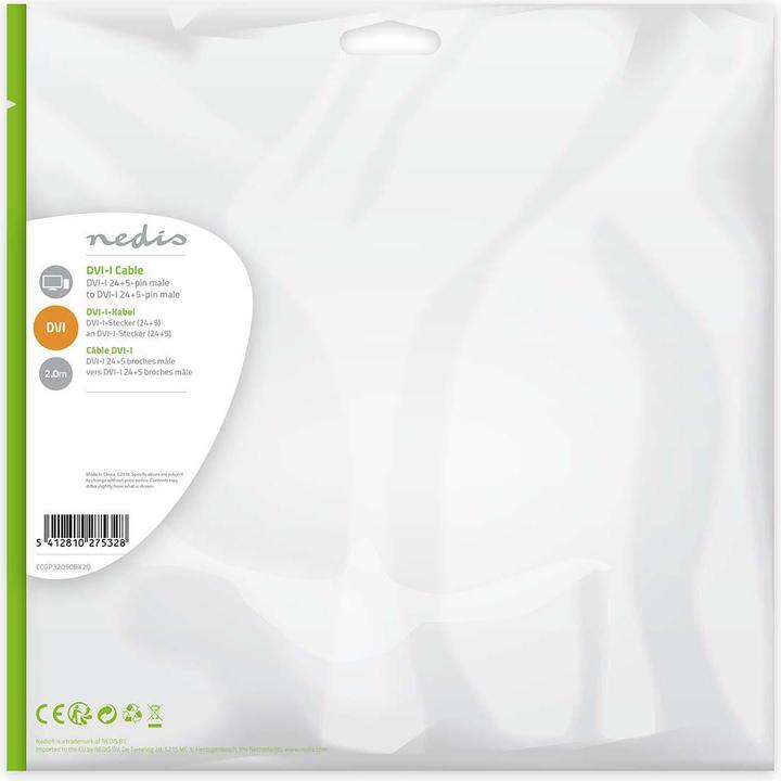 Actual product image Nedis DVI-I cable 24+5 pin - DVI-I plug - DVI-I plug (2 m, DVI)
