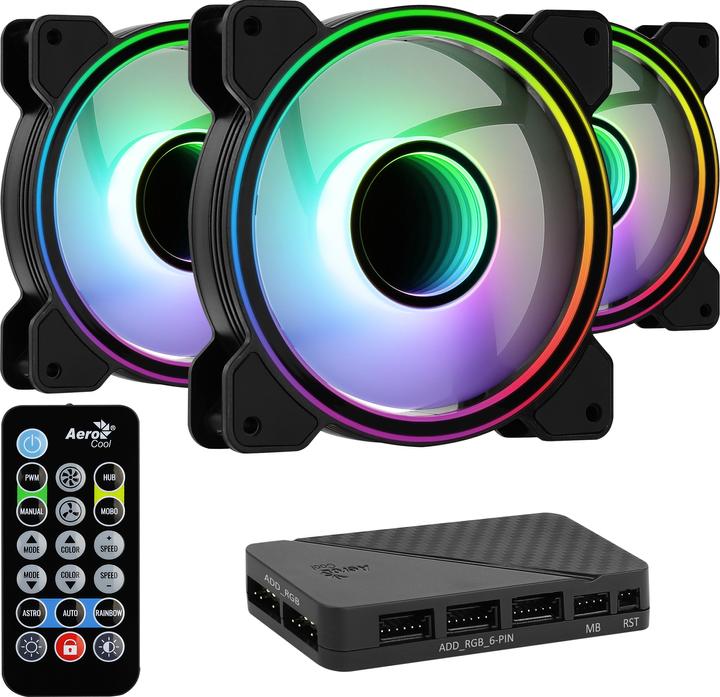 AeroCool Mirage 12 ARGB Pro Computergehäuse Kühlset 12 cm Schwarz (120 mm, 3 x)