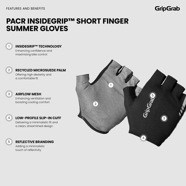 Image du produit GripGrab PACR InsideGrip™ Short Finger Summer Gloves (S)