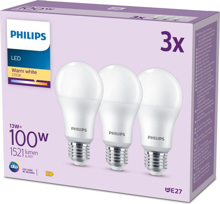 Produktbild Philips LED Bulbs (E27, 13 W, 1521 lm, 3 x, E)