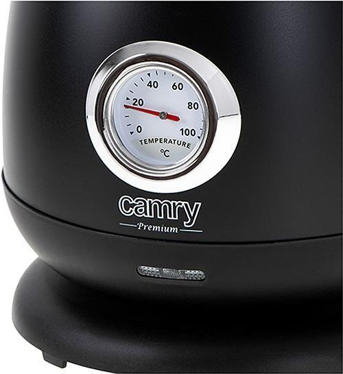 Productafbeelding Camry CR 1344 Elektrische waterkoker met thermometer 1,7L, zwart (1.70 l, EU-stekker)